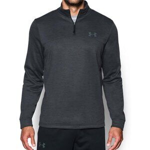 Under Armour Mens Pullover Fleece Quarter Zip Black Gray Long Sleeve